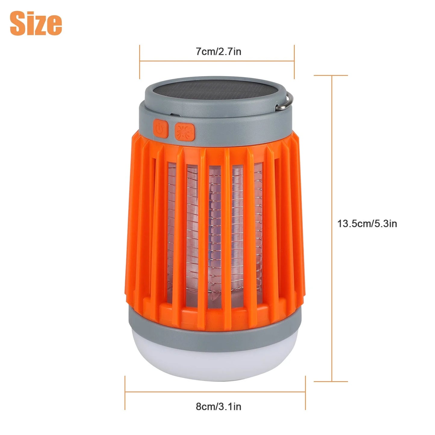 3-In-1 Bug Zapper Mosquito Killer Lamp, Solar Operated and Battery Powered Electric Mosquito Zapper with Rechargeable Waterproof Insect Fly Pest Attractant Trap Repellent Orange